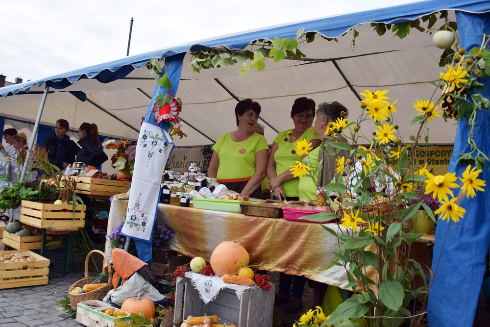 Kartuzy. Targ Produktów Ekologicznych. Sprzedawano miody, sery, warzywa, lokalne specjały