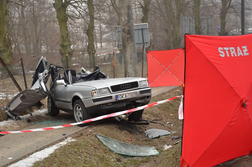 Lniska. Audi uderzyło w słup, nie żyje 29-latek