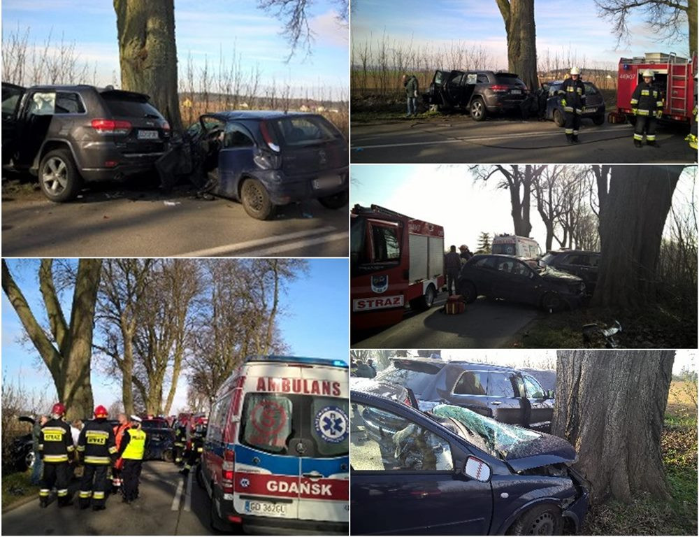Poważny wypadek na trasie Leźno - Pępowo. Trzy osoby trafiły do szpitala