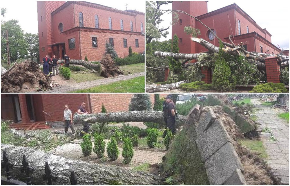 Potężna nawałnica na Kaszubach. Dwie osoby ranne, połamane drzewa, zerwane dachy