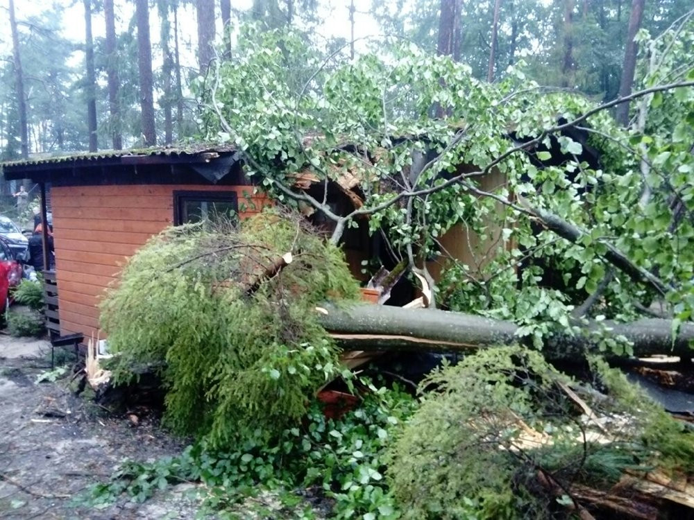 Potężna nawałnica na Kaszubach. Dwie osoby ranne, połamane drzewa, zerwane dachy