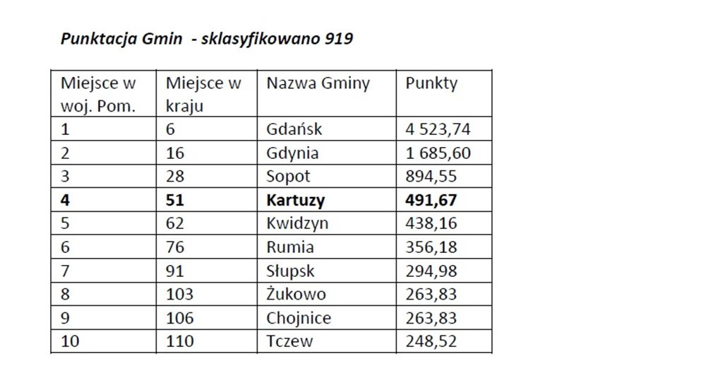 Kluby sportowe z pow. kartuskiego z wysokimi lokatami w klasyfikacji Ministerstwa Sportu