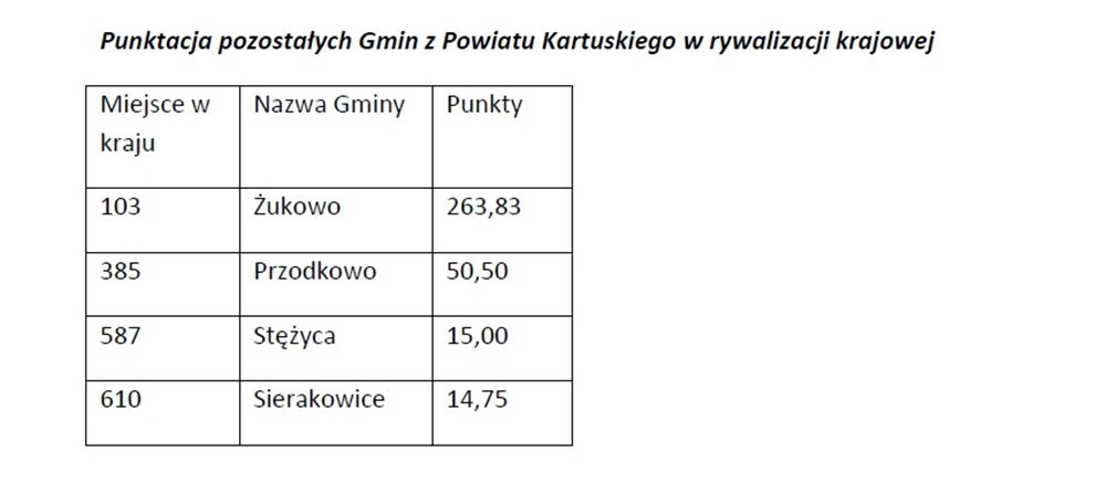 Kluby sportowe z pow. kartuskiego z wysokimi lokatami w klasyfikacji Ministerstwa Sportu