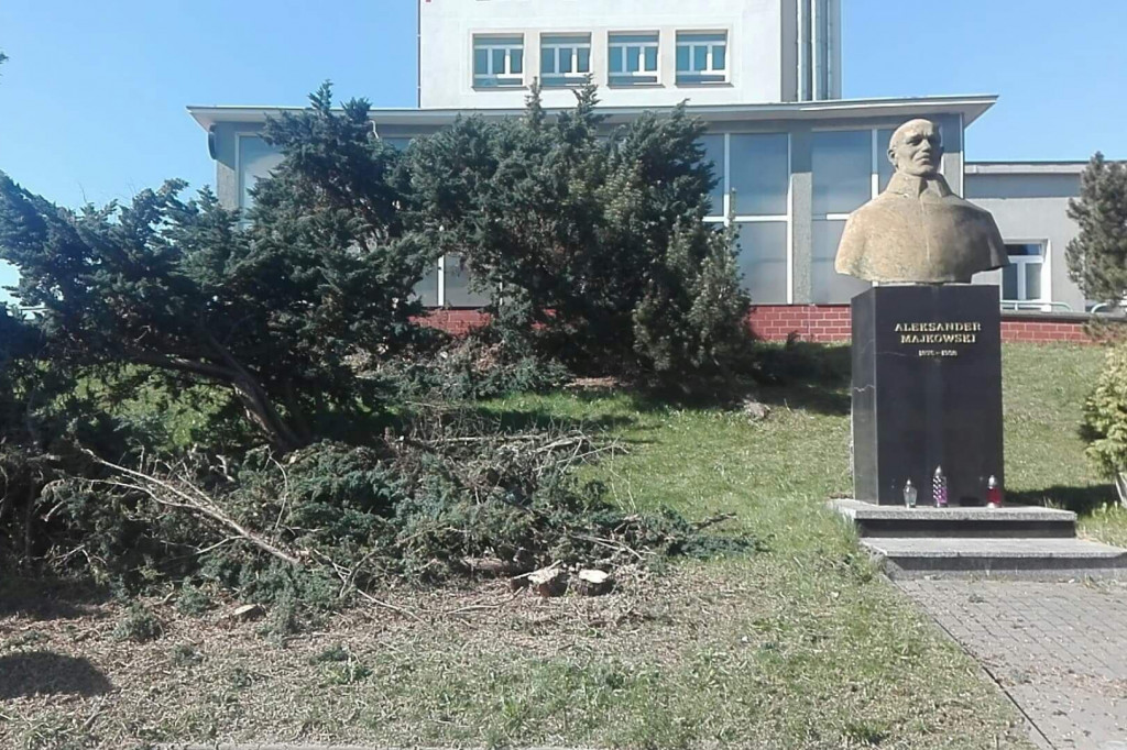 Przygotowania do renowacji pomnika A. Majkowskiego