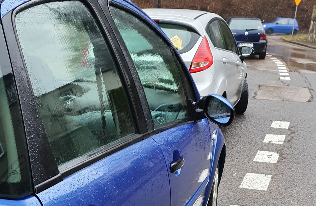 Zniszczone lusterka aut na ul. Łąkowej