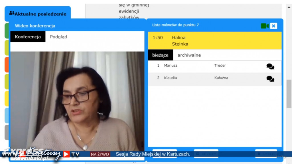 Zdalna sesja Rady Miejskiej w Kartuzach