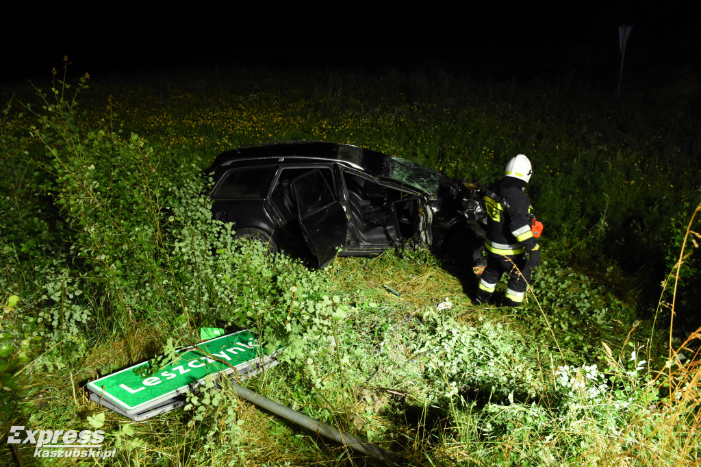Nocny wypadek w Leszczynkach