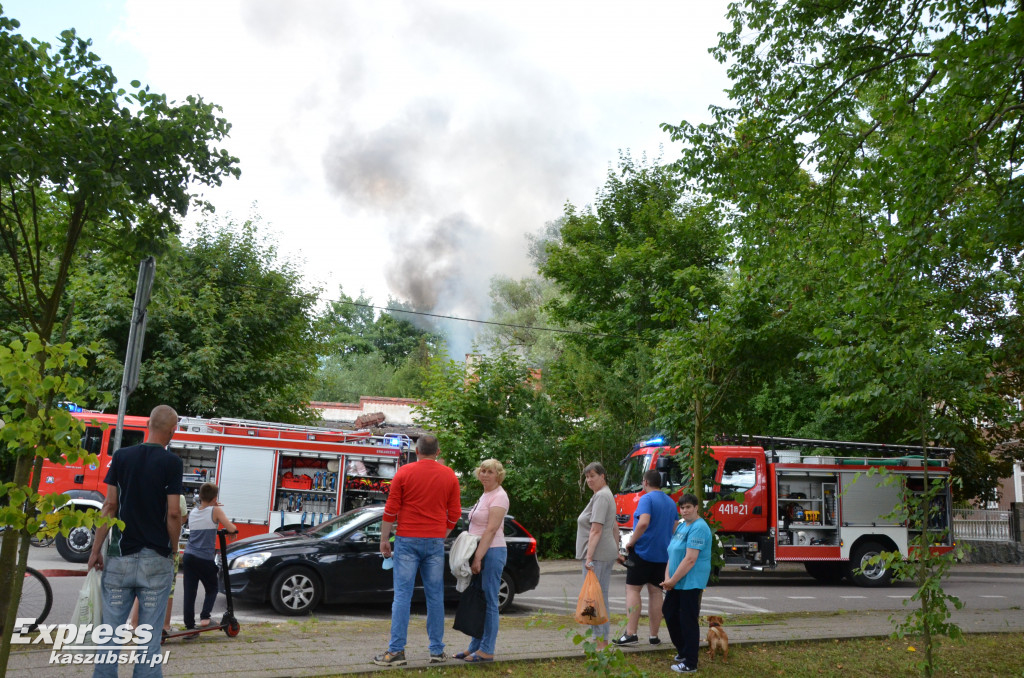 Pożar w starym browarze w Kartuzach