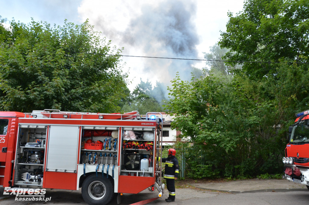 Pożar w starym browarze w Kartuzach