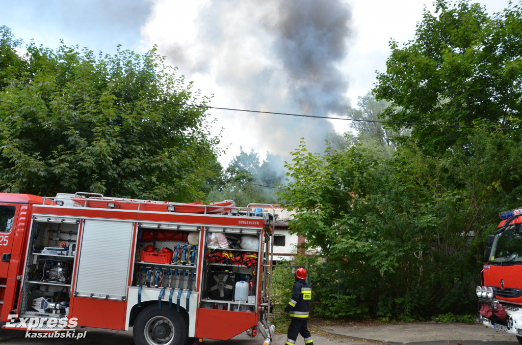 Pożar w starym browarze w Kartuzach