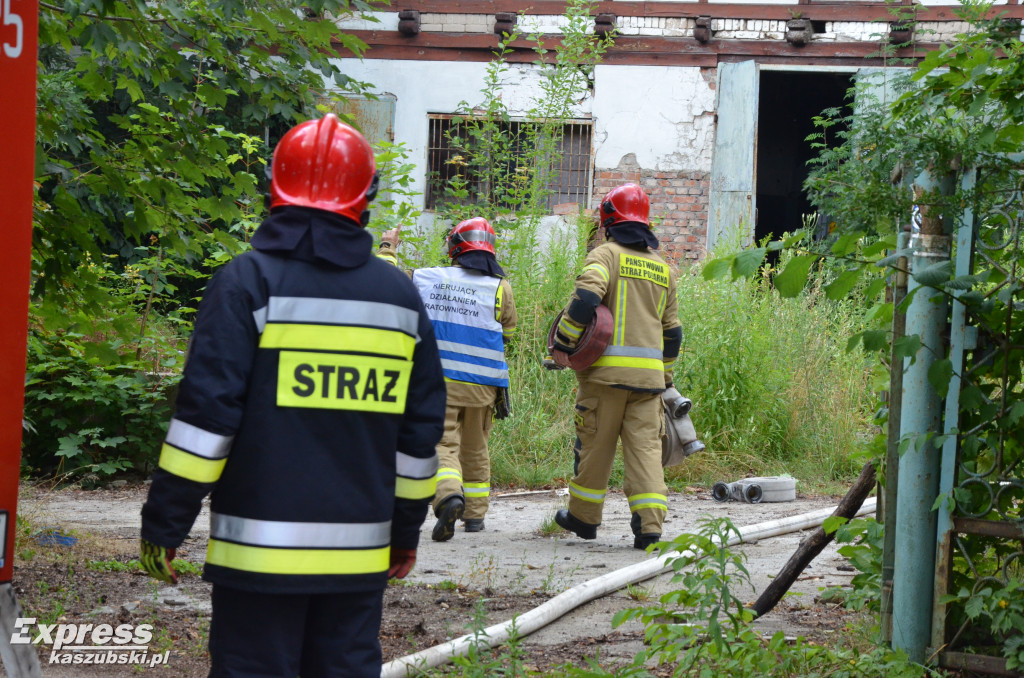 Pożar w starym browarze w Kartuzach