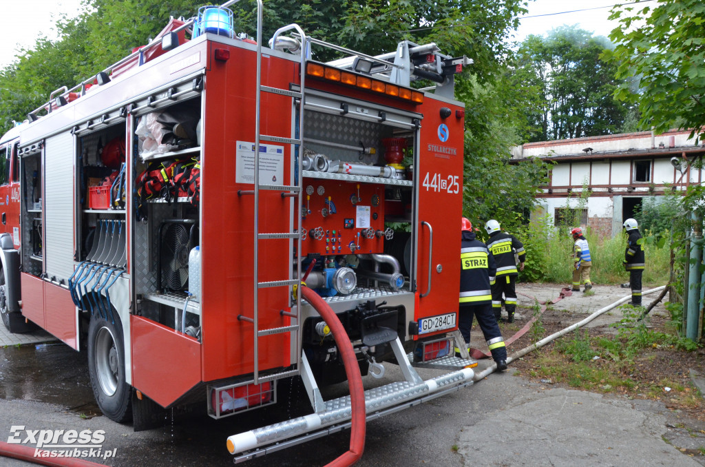 Pożar w starym browarze w Kartuzach