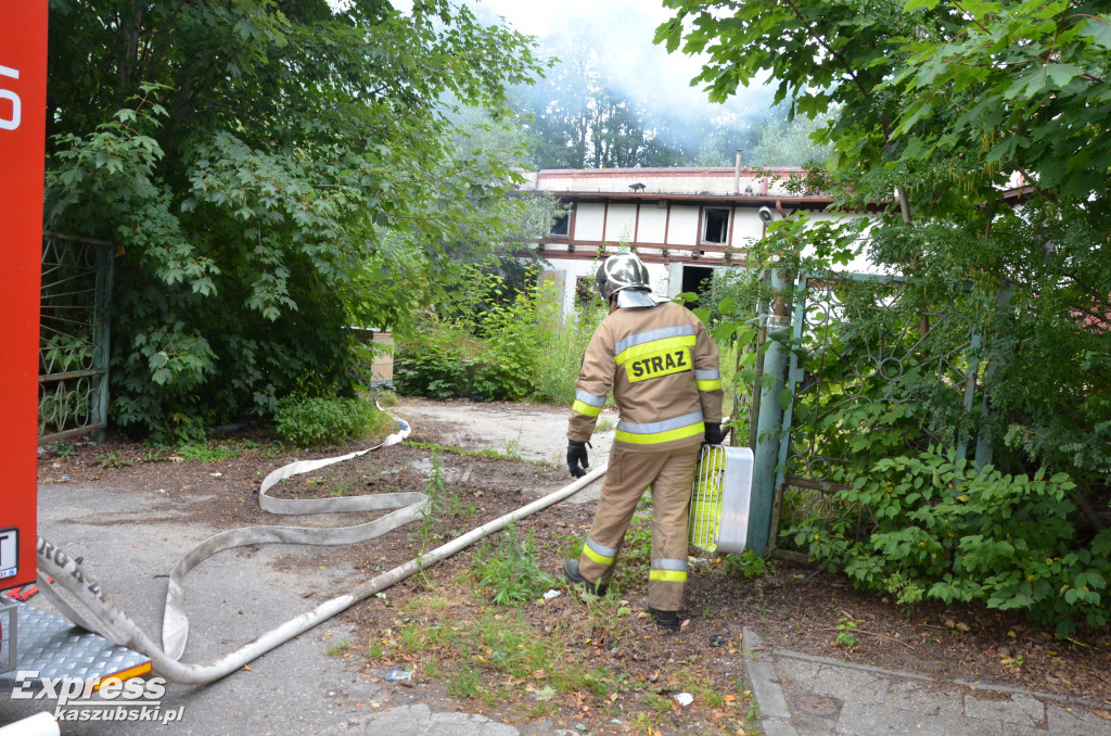 Pożar w starym browarze w Kartuzach