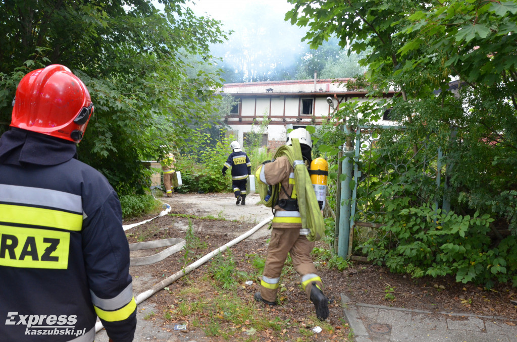 Pożar w starym browarze w Kartuzach