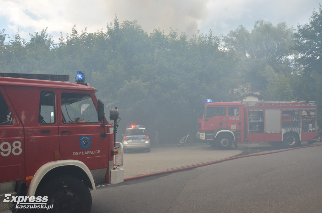 Pożar w starym browarze w Kartuzach