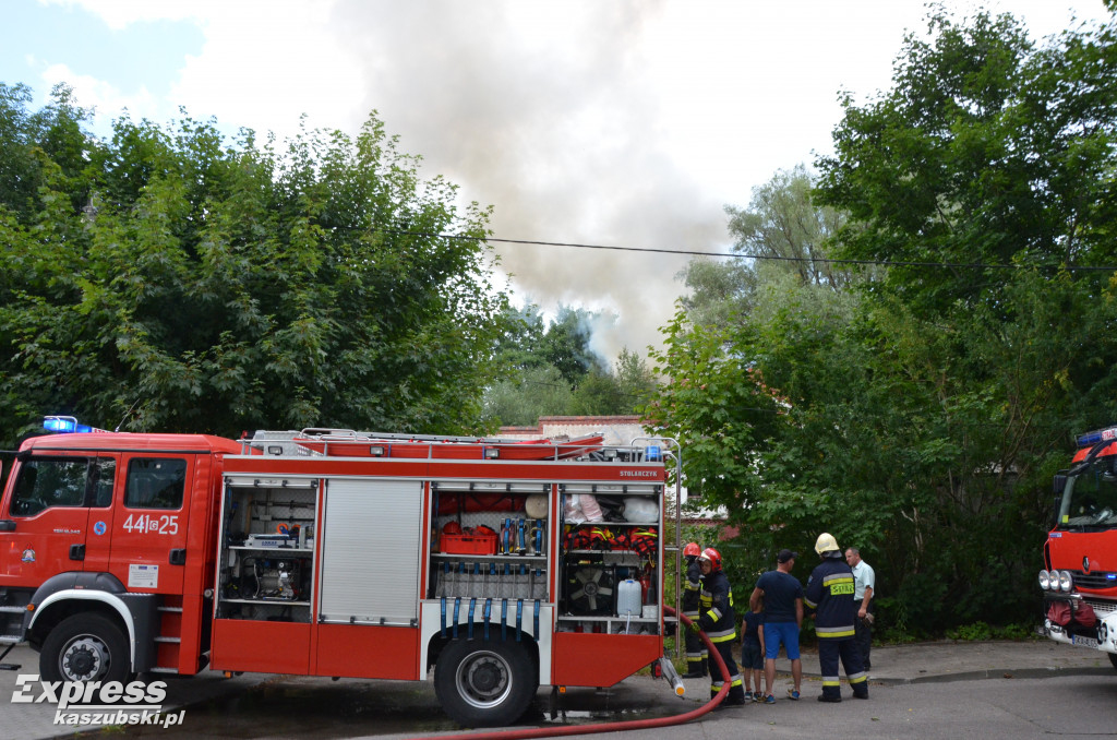 Pożar w starym browarze w Kartuzach
