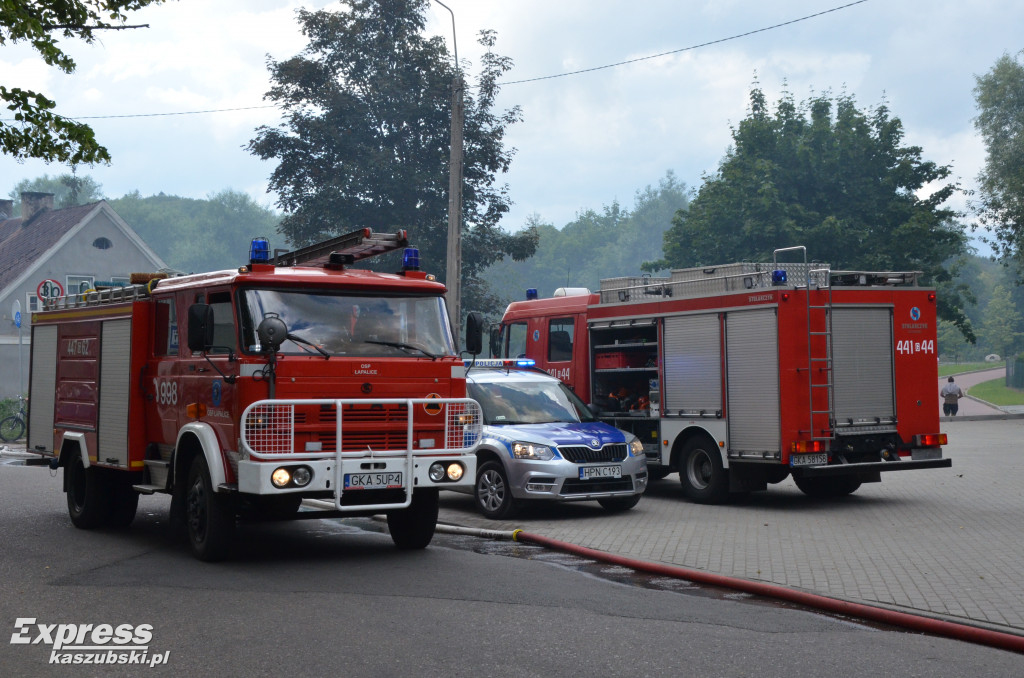 Pożar w starym browarze w Kartuzach