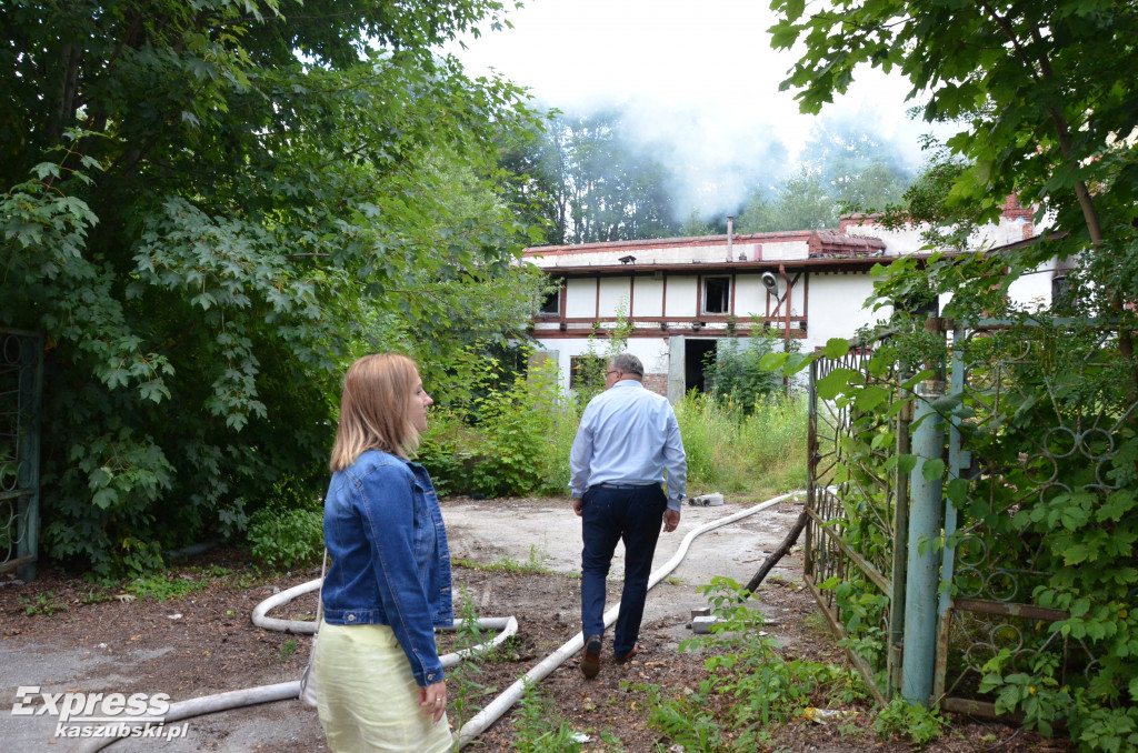 Pożar w starym browarze w Kartuzach