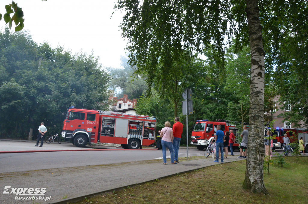 Pożar w starym browarze w Kartuzach