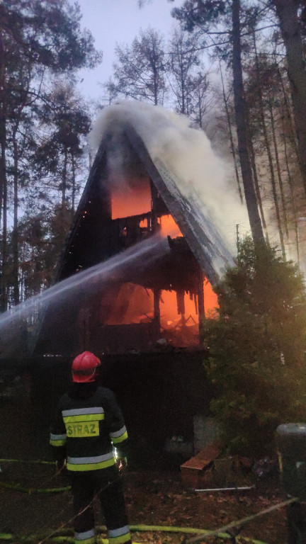 Pożar domku letniskowego w Sitnie