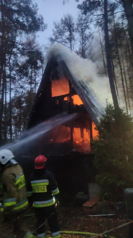 Pożar domku letniskowego w Sitnie