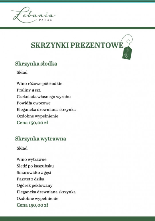 Skrzynki prezentowe od Pałacu Łebunia