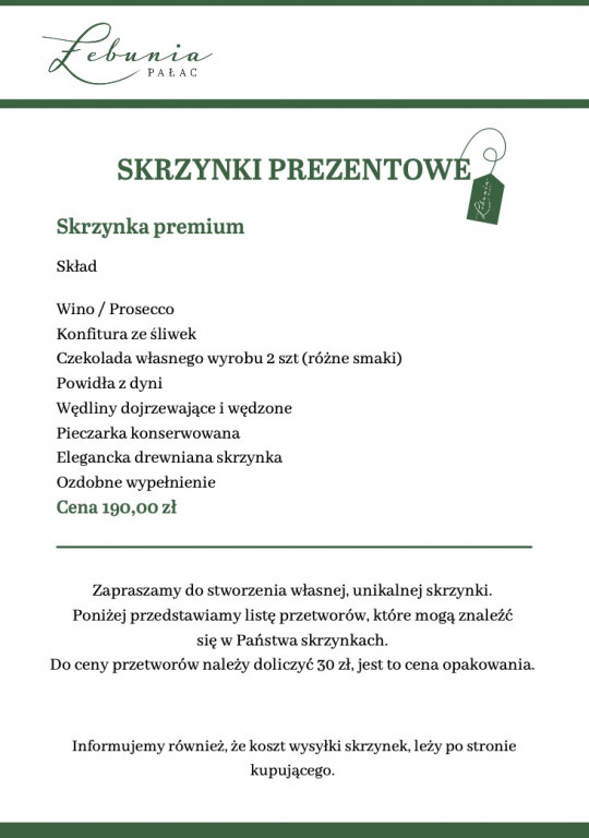 Skrzynki prezentowe od Pałacu Łebunia