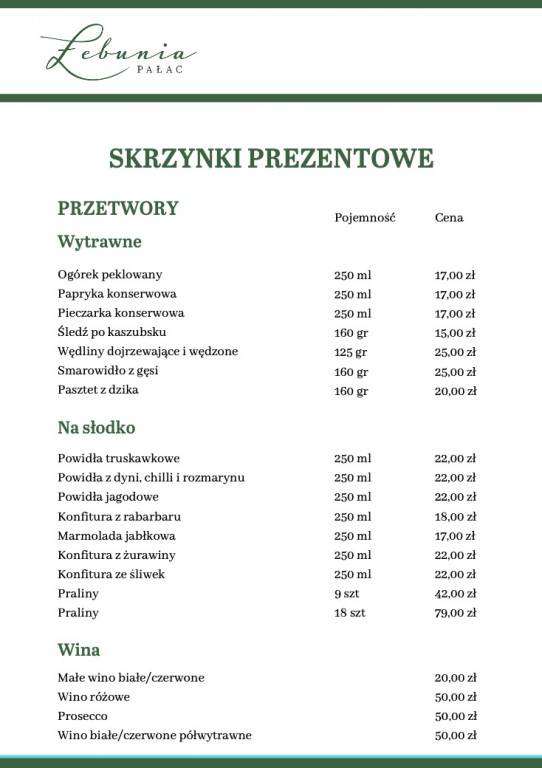 Skrzynki prezentowe od Pałacu Łebunia