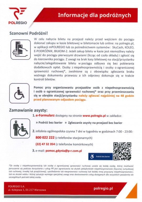 Informacje dla podróżnych POLREGIO