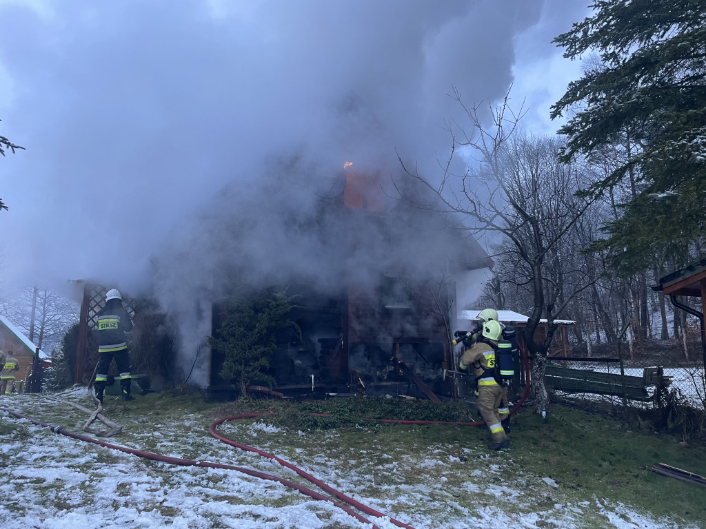 Pożar domku letniskowego w Żakowie