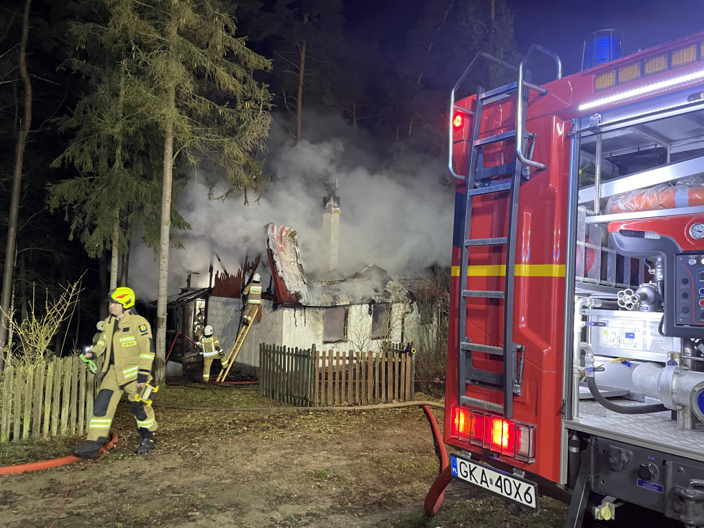 Pożar domku letniskowego