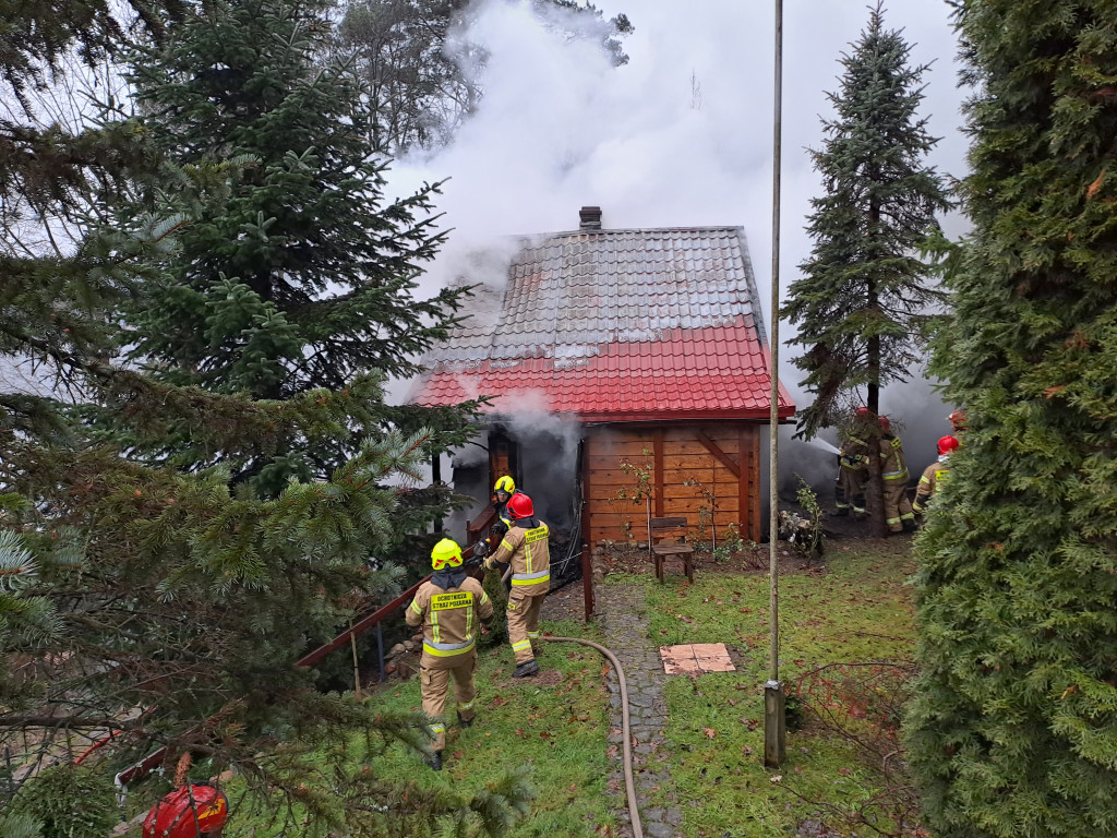 Pożar domku letniskowego w Ręboszewie