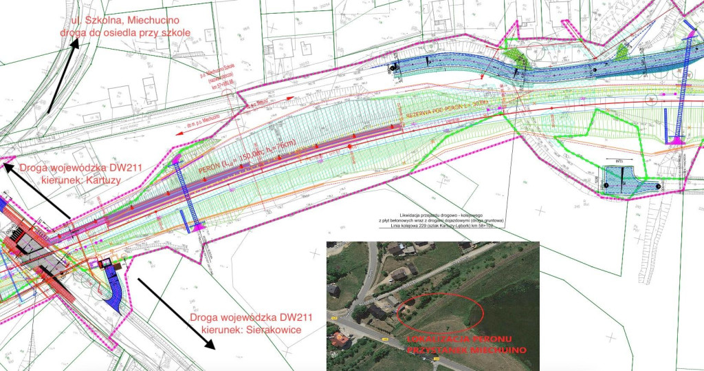 Lokalizacje przystanków linii Kartuzy - Sierakowice