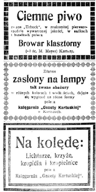 Wycinki z Gazety Kartuskiej z wydań z 16 i 19 stycznia 1926 r.