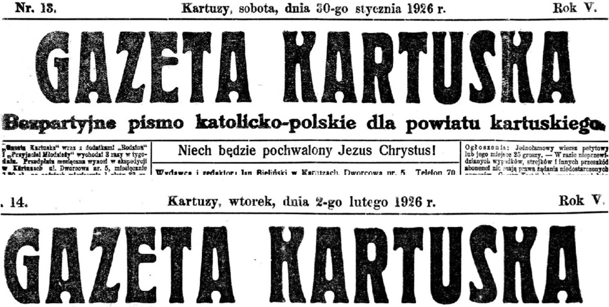 Wycinki z Gazety Kartuskiej - koniec stycznia, początek lutego 1926