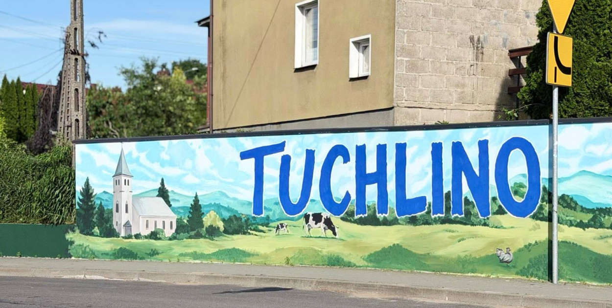 Mural w Tuchlinie w gm. Sierakowice