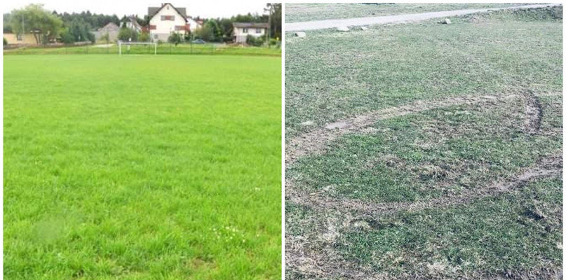 Piłkarze z Mirachowa cieszyli się boiskiem, ale teraz ktoś je poniszczył. fot.UM Kartuzy