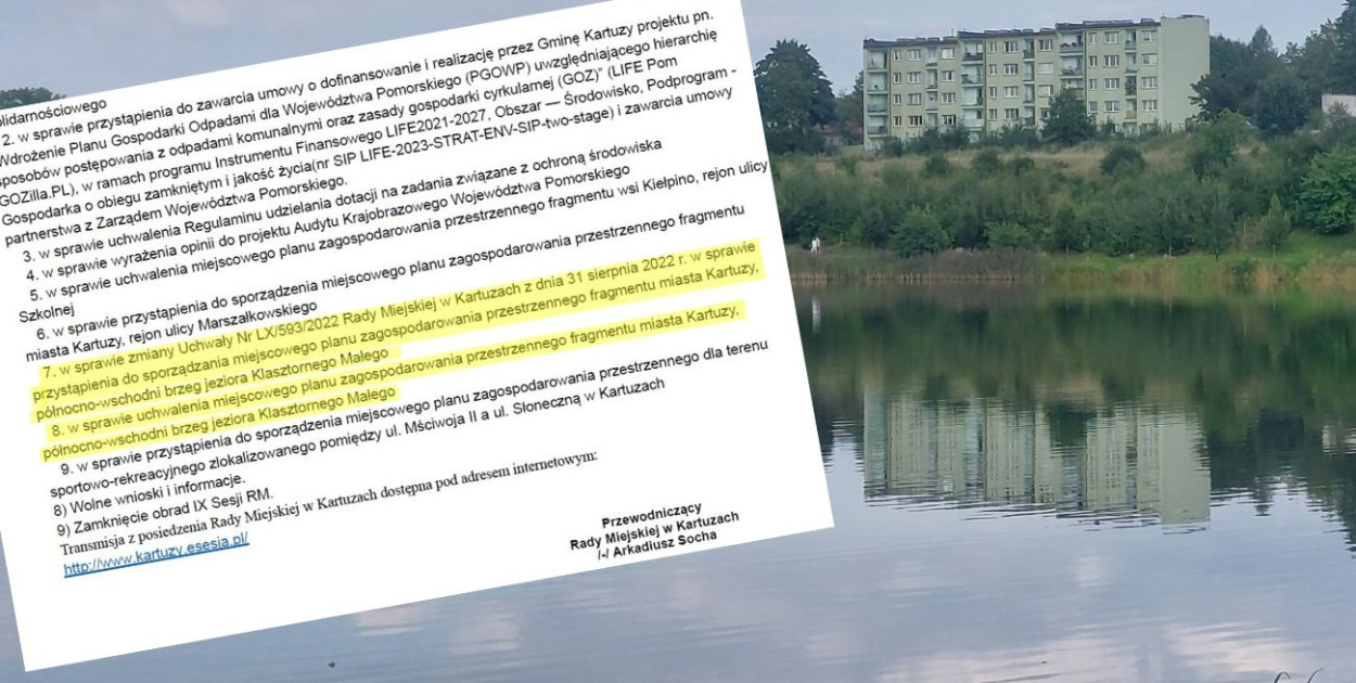 Kartuzy. Wraca temat zagospodarowania brzegu jez. Klasztornego Małego