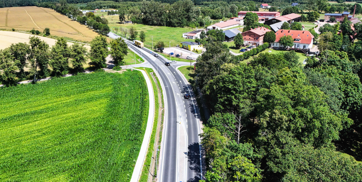 Widok na zakończone prace przy DK20 w kierunku Kiełpina. fot. GDDKiA w Gdańsku