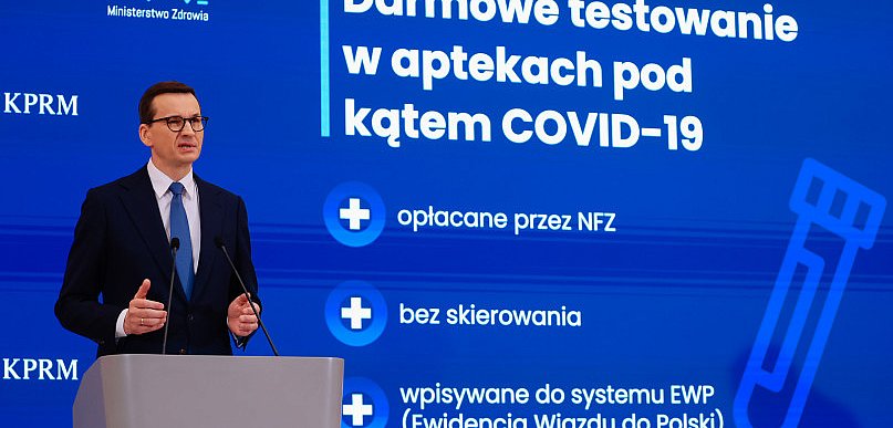 "Eksplozja pandemii". Premier: darmowe testy w aptekach, krótsza kwarantanna