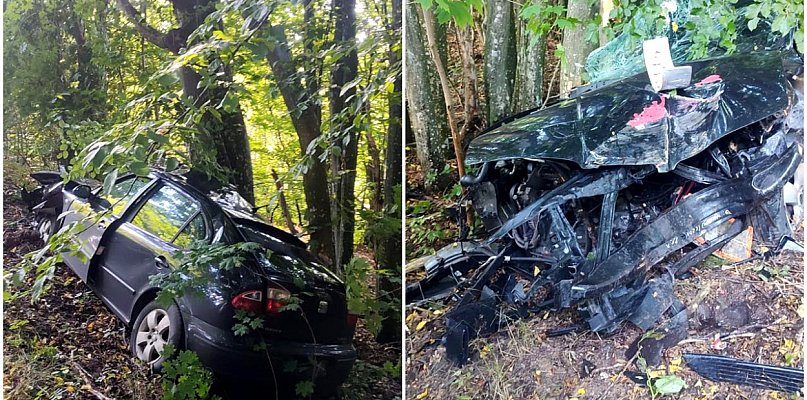 Tuchlino - Podjazy. Seat wypadł z drogi roztrzaskał się na drzewie - 71078