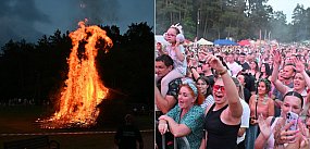 Potężne ognisko i muzyka disco - trwają Sobótki w Żukow