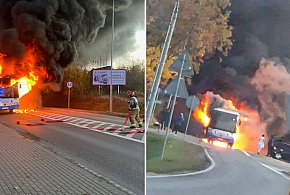 Borkowo. Pożar autobusu. Pasażerowie ewakuowani-73008