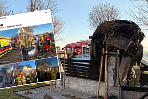 Auto zawisło na ogrodzeniu posesji w Łebieńskiej Hucie