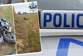Glincz. Motocyklista wypadł z drogi. Będzie miał spore kłopoty