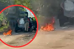 Niestępowo. Rozpalili ogień na środku drogi i odjechali