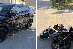 Grzybno. Zderzenie motocykla z osobówką. Skończyło się mandatem