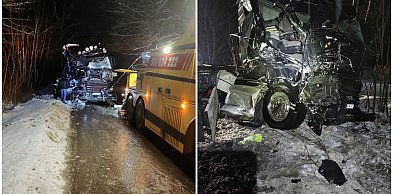 Połęczyno. Było groźnie! Ciężarówka roztrzaskała się na drzewie