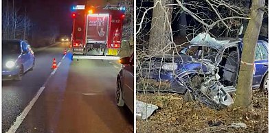 Przewóz. Osobówka roztrzaskała się na drzewie