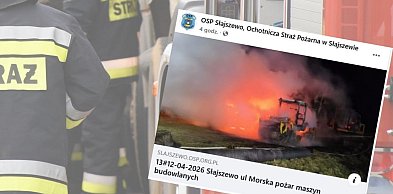 Zagadkowy pożar maszyn używanych do budowy drogi w Słajszewie
